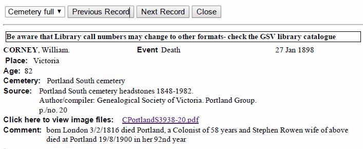 cemetery index example